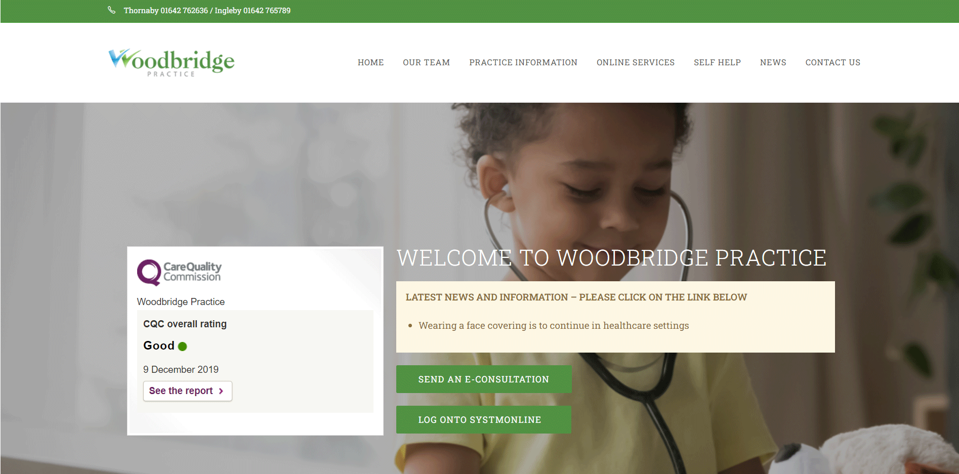 screenshot of the our medical website